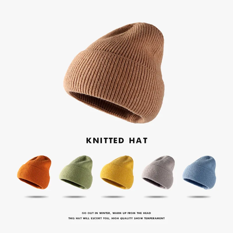 

Hat women autumn and winter fashion hat outdoor knitted hat women warm winter men's woolen hat wholesale custom
