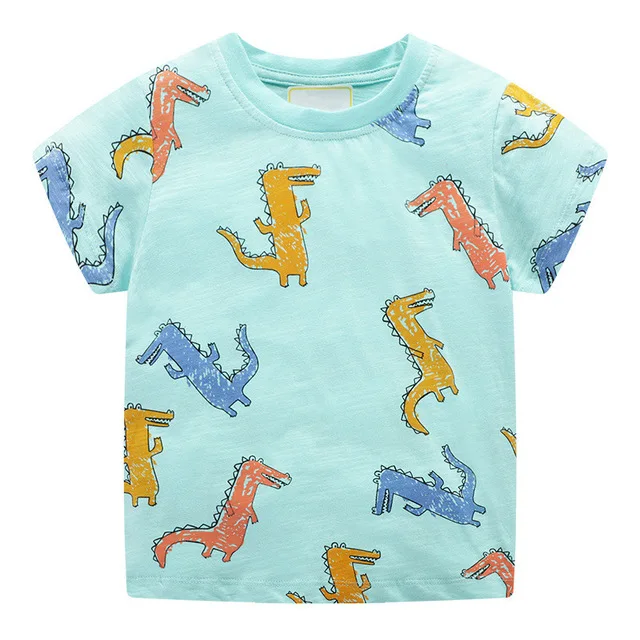

ZWY716 Animal Applique Baby T Shirt Summer 2020 Children t-shirts Little Boys Short Sleeve Clothes for Kids Clothes