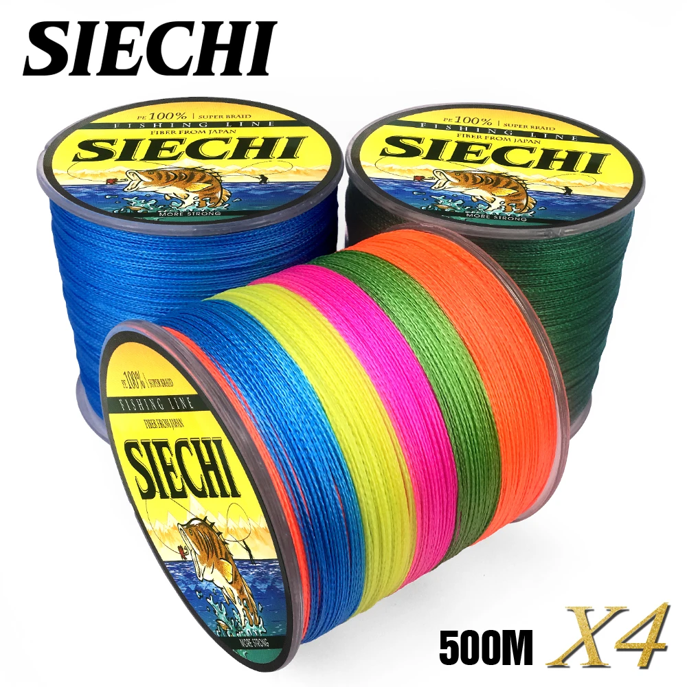 SIECHI бренд леска 500 м 4 пряди PE плетеная провода 12 15 20 30 38 43 52 65 83LB|Рыболовные лески| |