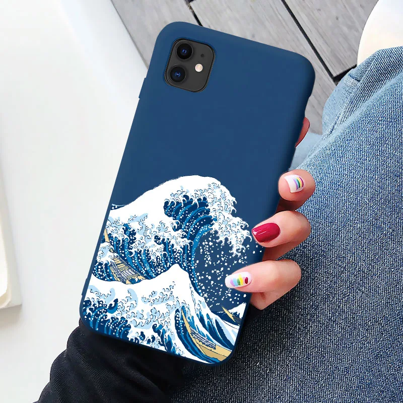 

Surfing Japan painting for iphone X XS MAX XR Big Wave of kanagawa Cover Soft case For iPhone 12 11 pro MAX 6 7 8 Plus SE