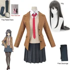 2021 костюм сакурадзима Май косплей парик Seishun Buta Yarou серия женская школьная форма Хэллоуин старшая школа девушки вечерние костюмы