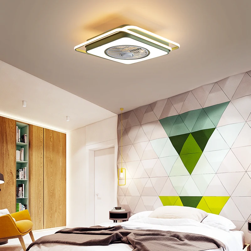 Современная люстра MDWELL с вентилятором квадратная Светодиодная лампа 55 х55 см