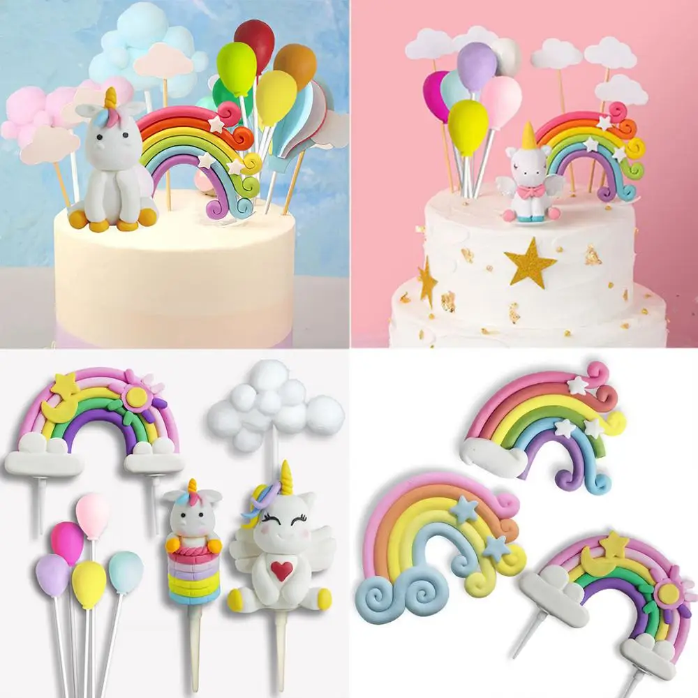 

Rainbow Cake Topper Brithday Cake Balloon Cloud Unicorn Cake Topper Decorating Happy Brithday Party Decor Kids 1st Unicorn Party