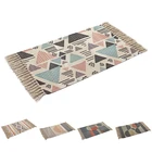 Ретро богемный ручной кисточкой тканый хлопковый льняной ковер прикроватный ковер геометрический пол коврик длинный ковер покрывало гобелен украшение для дома