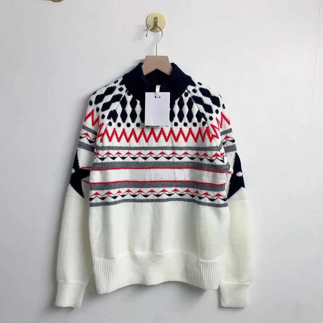 

2021 Autumn Winter Woman's Pullover Sweter Striped Letter Printed Wool Knitting Blouses Hign Quality Knitting