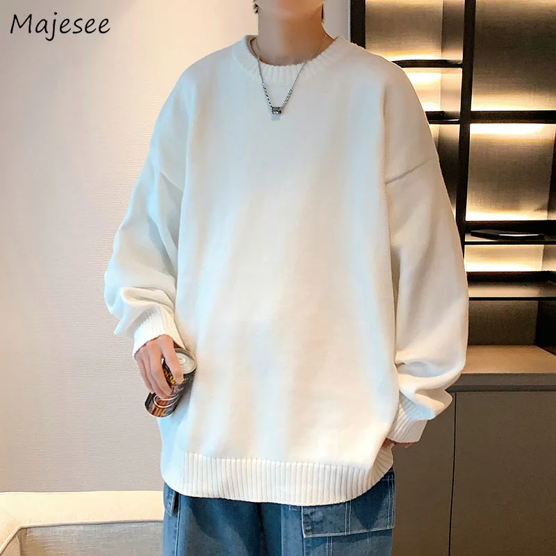 

Men Simple Pullovers Solid O-neck Oversize Casual Large Size Sweaters M-5XL Comfort Basic Teenagers Males Daily Knitwear Trendy