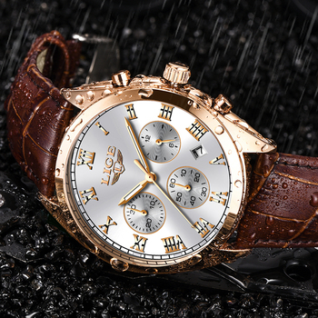 2021 New LIGE Mens Watches Male Leather Business Date Quartz Watch Mens Luxury Brand Fashion Waterproof Chronograph reloj hombre-36693
