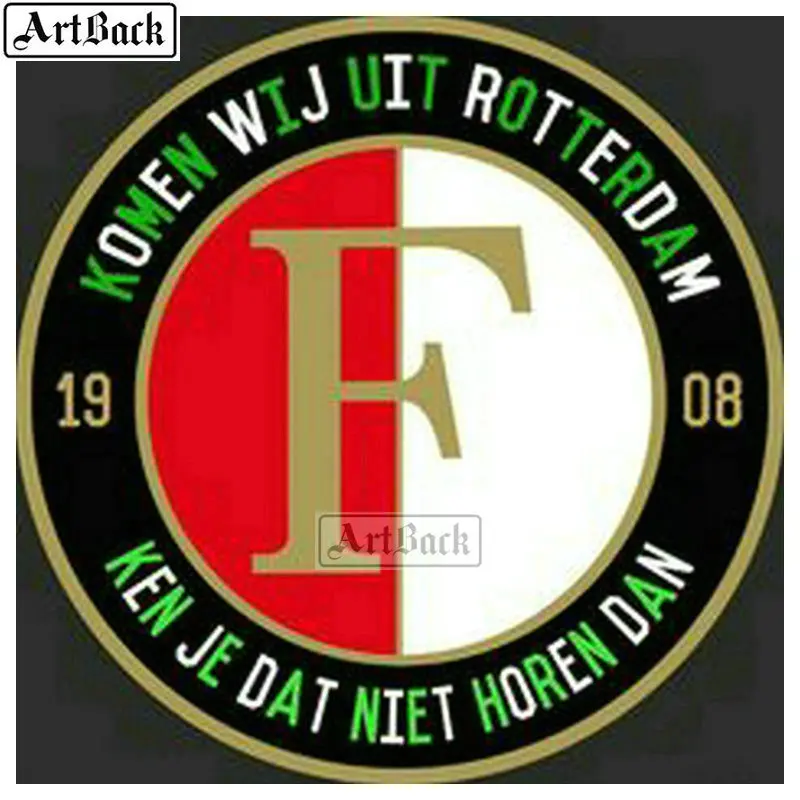 Алмазная картина Feyenoord Роттердам 20x20 см футбольная икона Полная площадь - Цвет: H