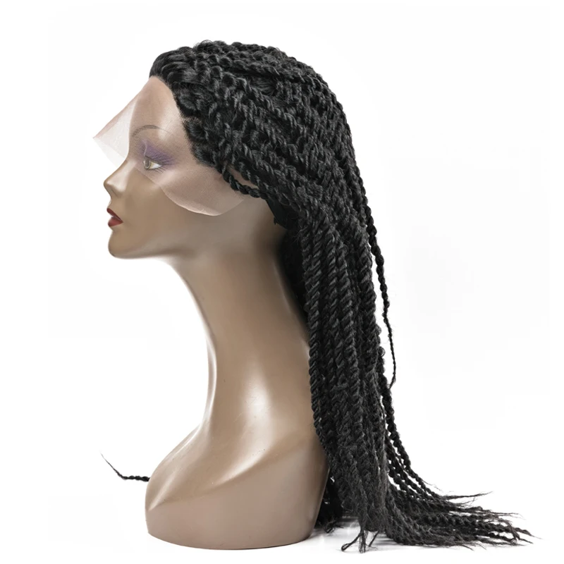 Long Synthetic Box Braids Lace Front Senegales Twist Braids Wigs Heat-resistant Fiber Hair Lace Wig For Women African American