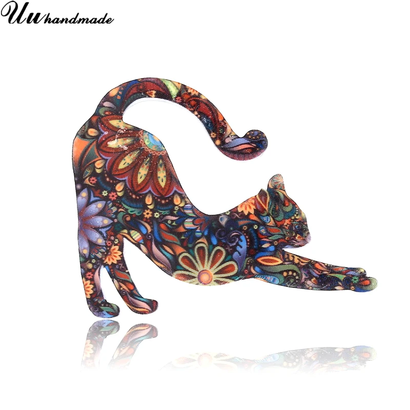 Женская акриловая брошь в виде кошки модная на булавке аксессуар для детей