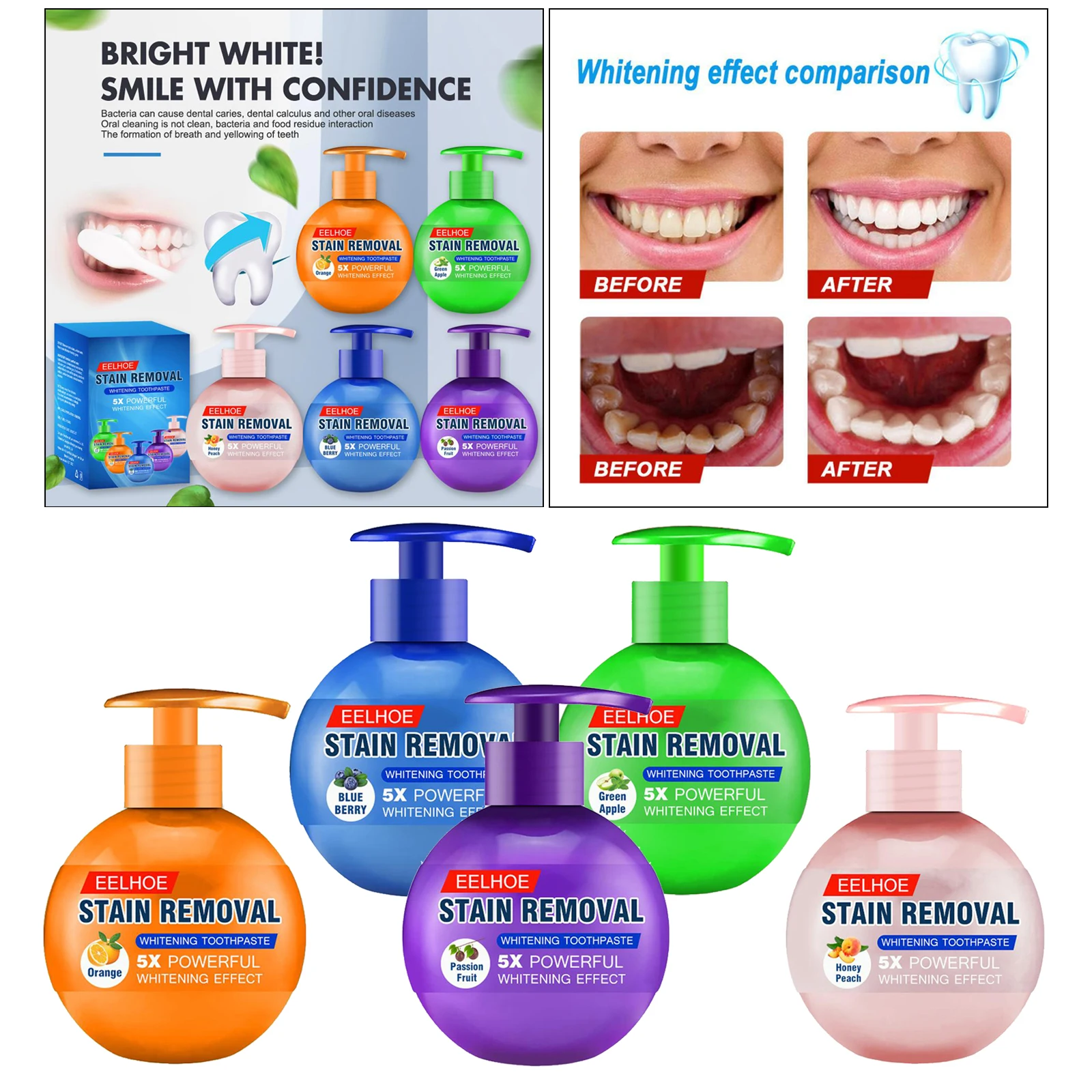 

Baking Soda Toothpaste Power Natural Remover Pump Design Natural Ingredient Toothpaste Stain Removal Whitening