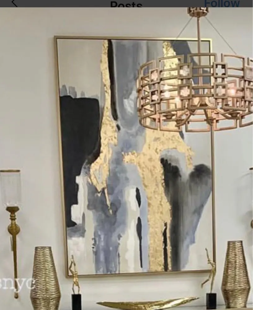 Модная ручная роспись маслом на холсте Золотая фольга абстрактная живопись