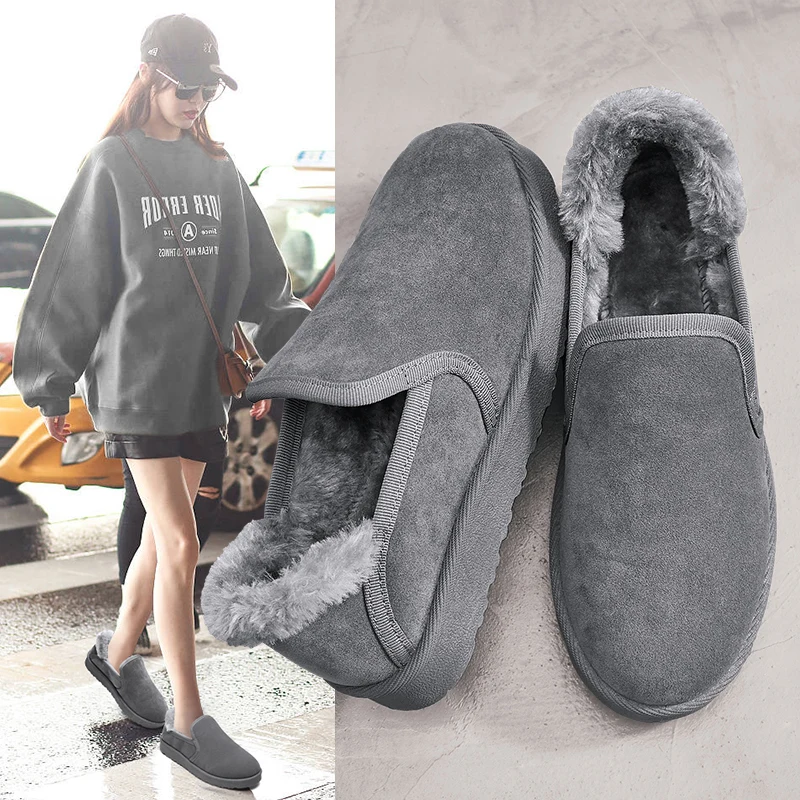 Женские ботинки водонепроницаемые зимние теплые меховые ботильоны домашняя