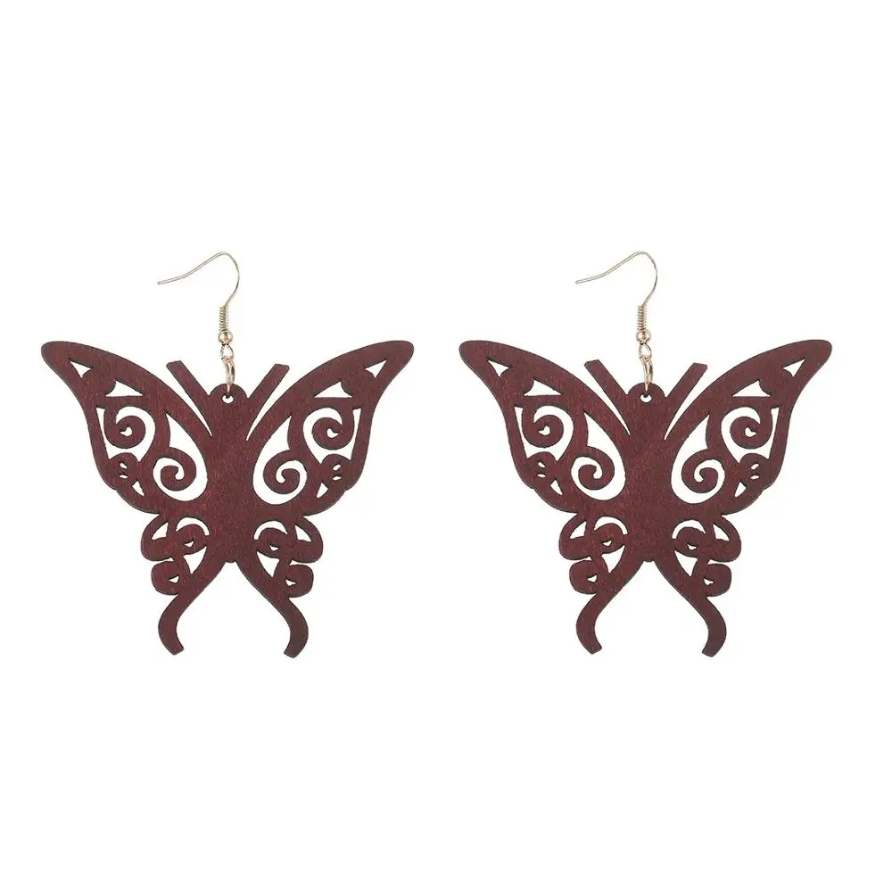 Серьги ZWPON с деревянной бабочкой вырезами для женщин модные ювелирные изделия из