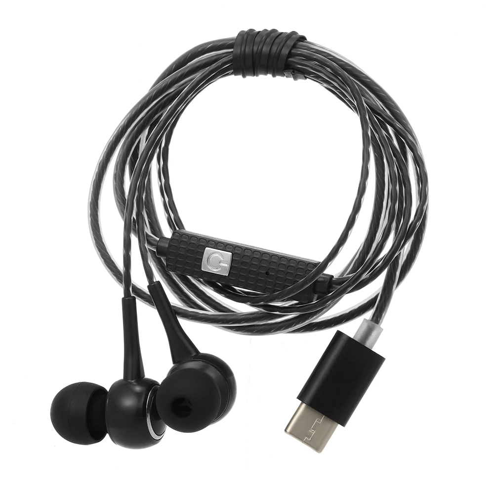 Usb type-C проводные наушники в ухо, музыкальные наушники, наушники для смартфона, гарнитура, встроенный контроль с микрофоном для смартфонов