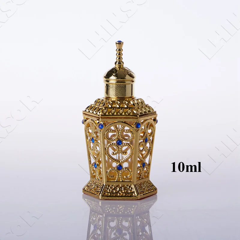 

10ml Antiqued Metal Perfume Bottle Arabic Style Essential Oils Bottles Doterra Glass Container Wedding Decorated Gift