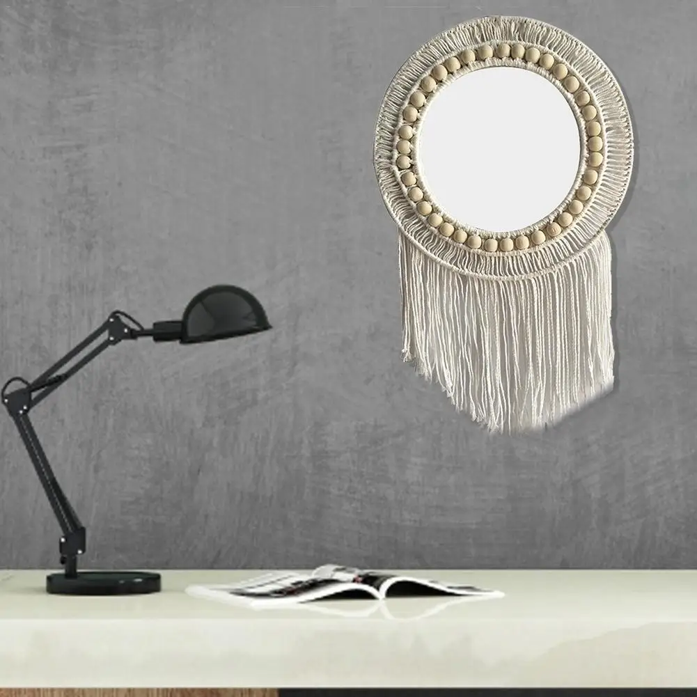 Макраме Настенное подвесное зеркало Boho геометрическое декоративное mi rror квартира гостиная спальня комната в общежитии Entryways украшение дома mi