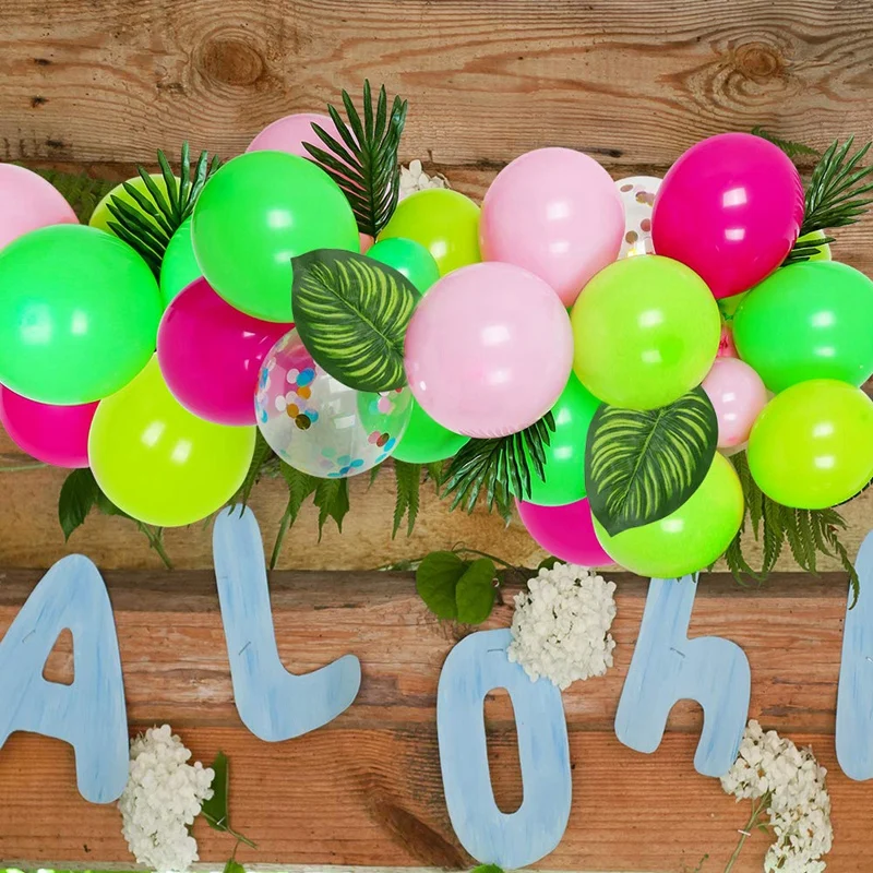 90 искусственных пальмовых листьев со стеблем для тропических вечерние украшения