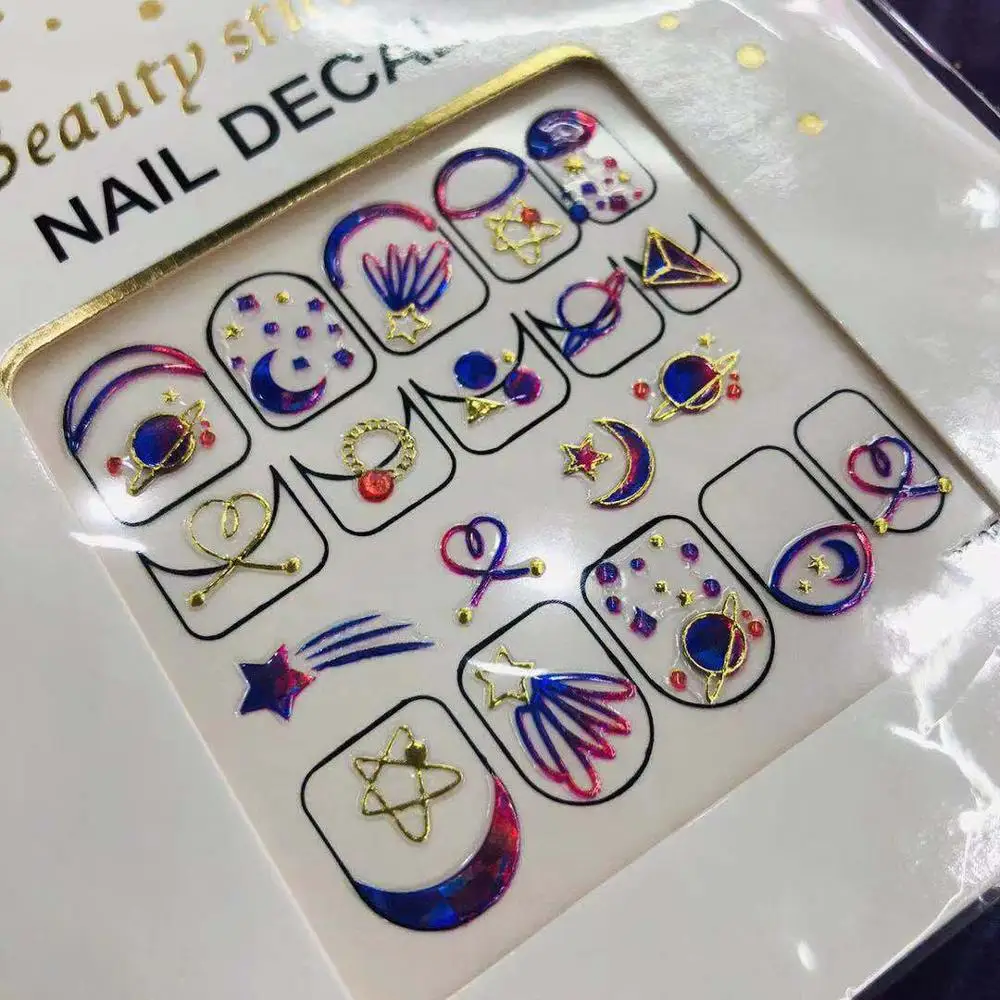 Лазерная серия красочный лазер Круглый Дизайн стикеры 3d на ногти nail art Наклейка