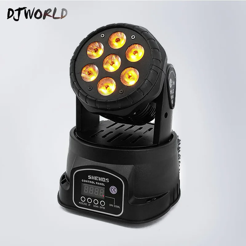 Djworld LED 7X18W Wash Light RGBWA+UV 6in1 Moving Head Stage Light DMX Stage Light with Various mixed colors DJ Nightclub Stage