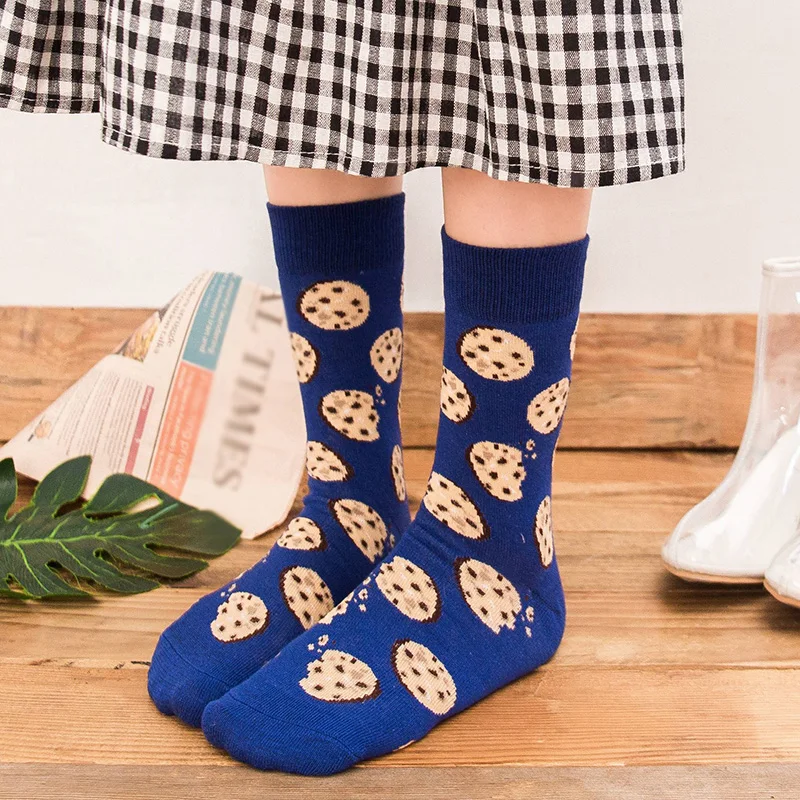 Женские носки с забавным принтом хлопковые милыми мультяшными фруктами бананом