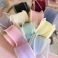beaded organza ribbon tulle 6cm 3d lace and trimming ornament diy hairbow craft supplies tutu skirt tape baby bride shower decor