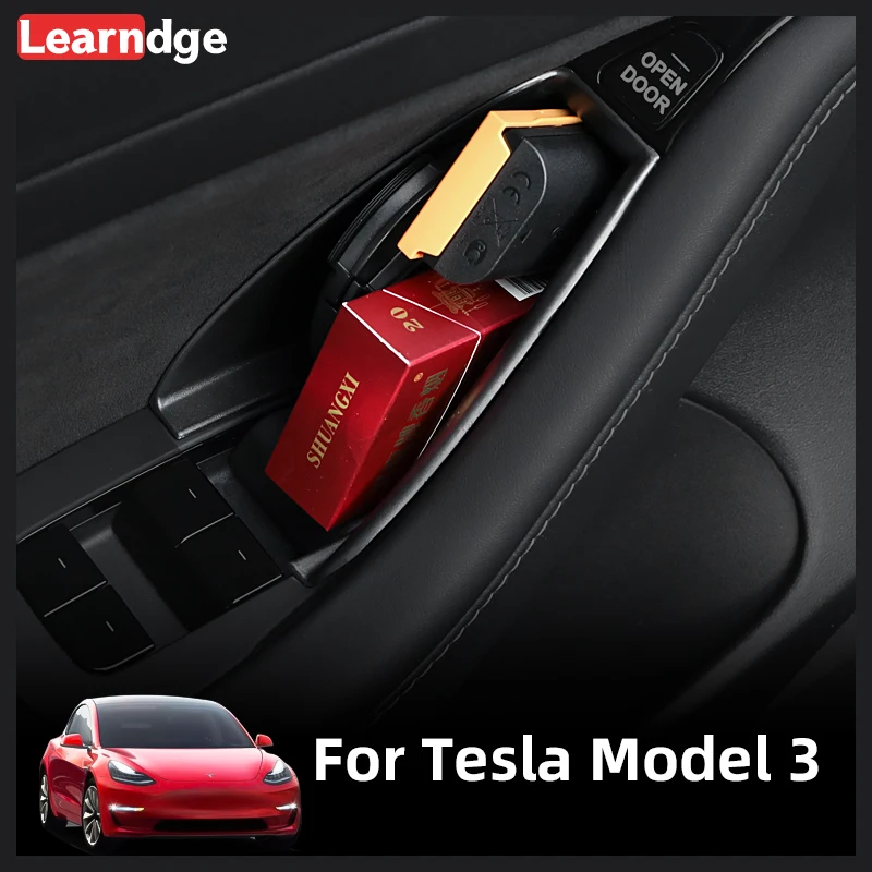 

4PCS For Tesla Model 3 Door Storage Box Interior Mouldings Door Handle Container Holder Tray Storage Accessories