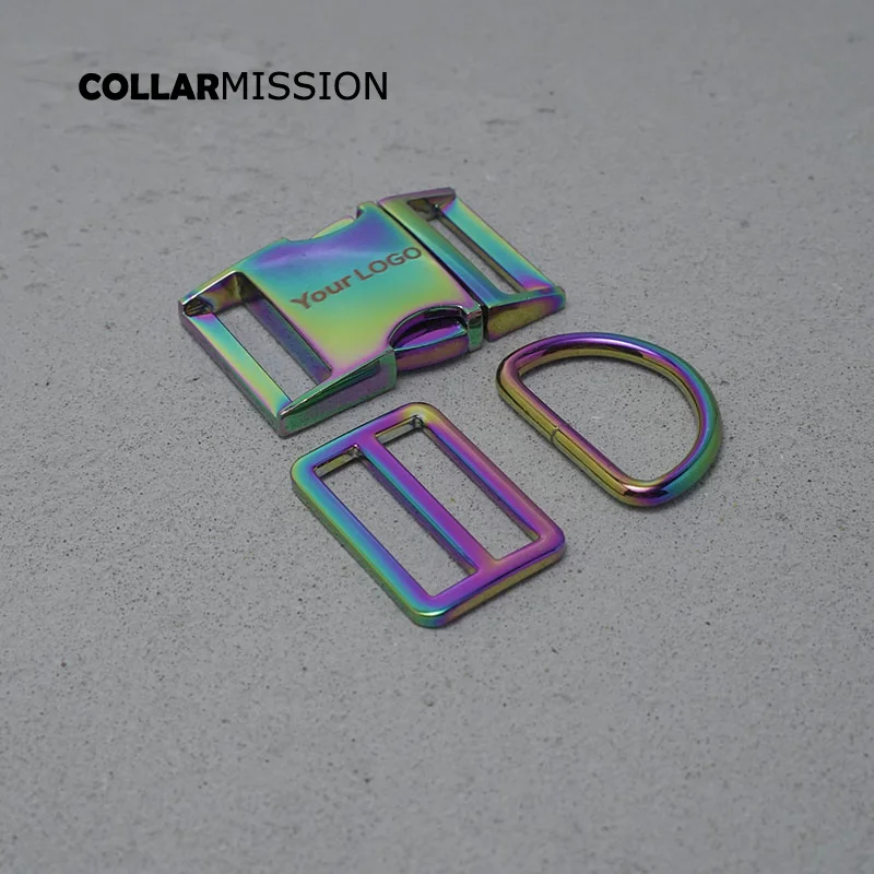 

Retailing engraving (metal buckle+Tri-Glid+D ring)metal plated buckle 30mm for DIY dog collar set harness DIY accessoies
