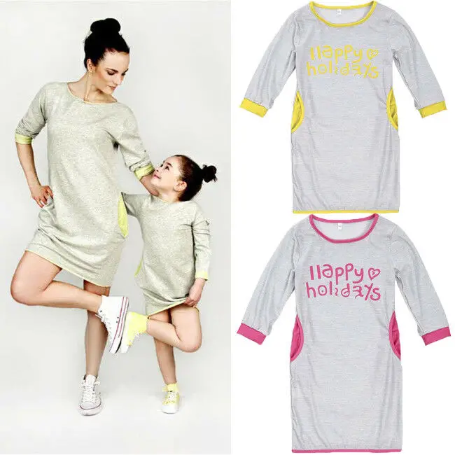 Платье с цветочным принтом для мамы и дочки одинаковая Повседневная семейная