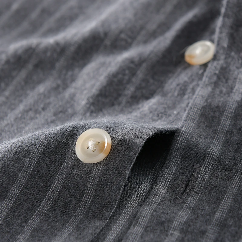 Рубашка мужская с длинным рукавом полосатая Повседневная модная сорочка начесом