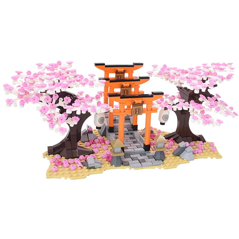 

SEMBO City Street View Idea Sakura Model Cherry Blossom LED Light Rotating Box Creator House Tree DIY Building Blocks Toys