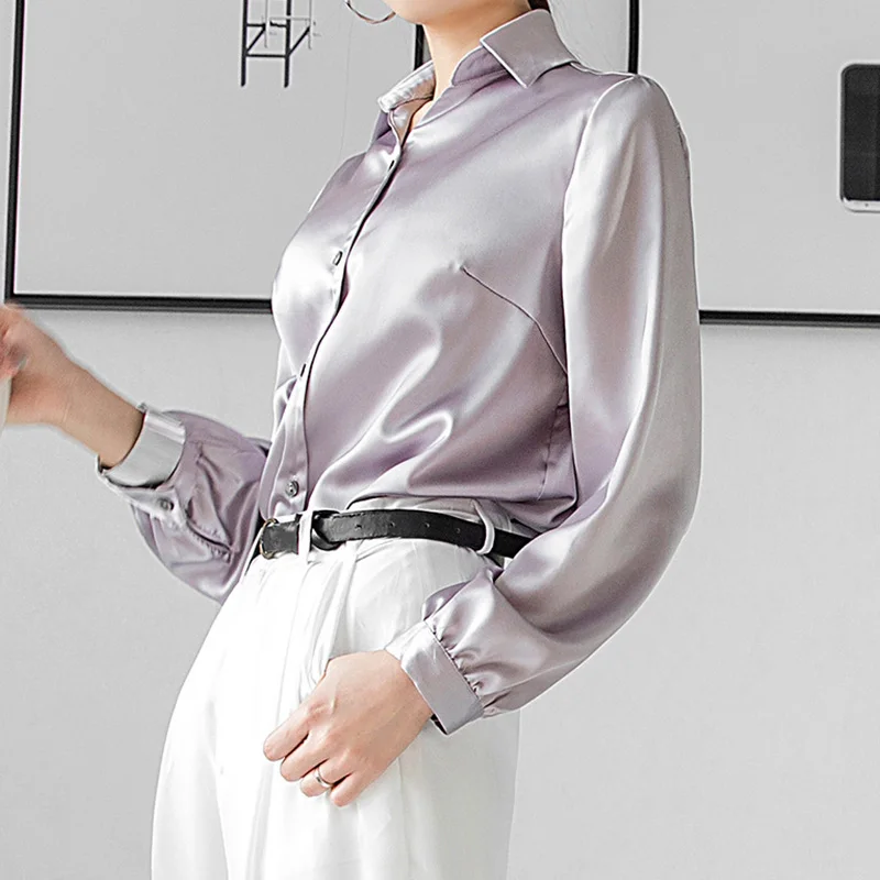 Женская блузка из атласа с длинным рукавом весна-осень 2020 модные блузы и рубашки