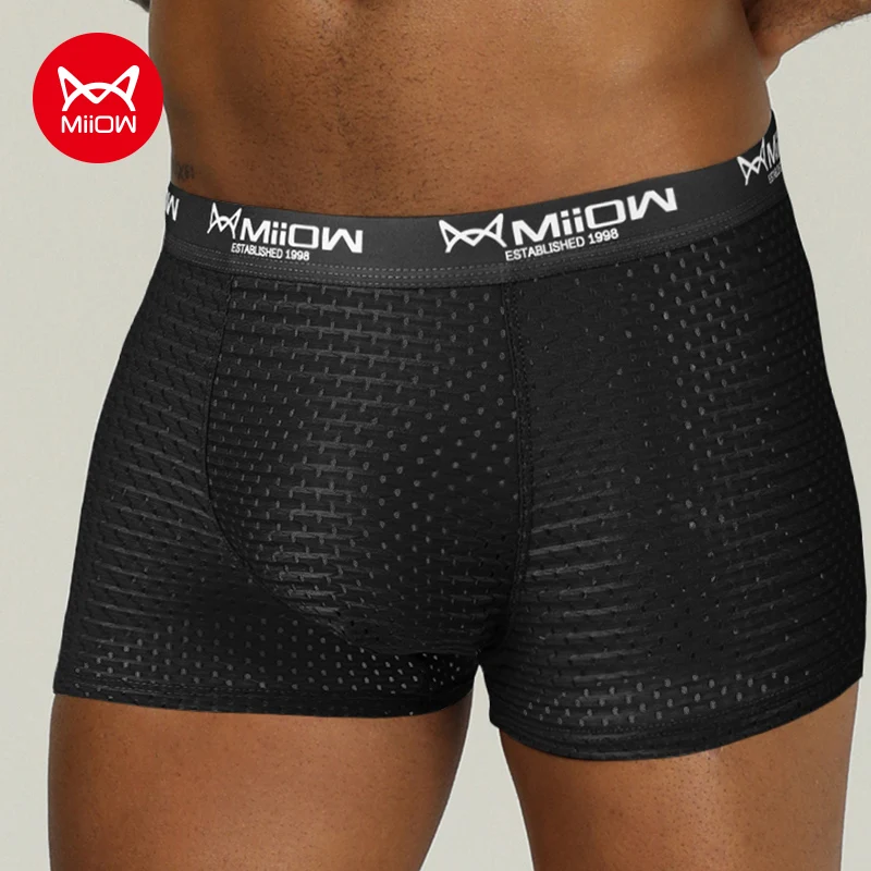 

MiiOW 1Pcs 2021 Polyester Sexy Men's Panties Boxers Shorts Underpants Soft Trunk Man Underwear Boxer Men Under wear