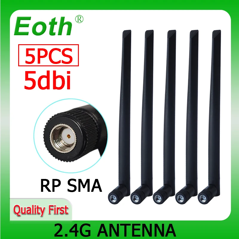 

EOTH 5pcs 2.4g antenna 5dbi sma female wlan wifi 2.4ghz antene pbx iot module router tp link signal receiver antena high gain