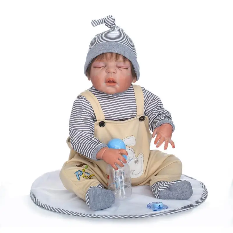 Реалистичные детские куклы Bebe Reborn силиконовые для мальчиков полное тело 22 дюйма