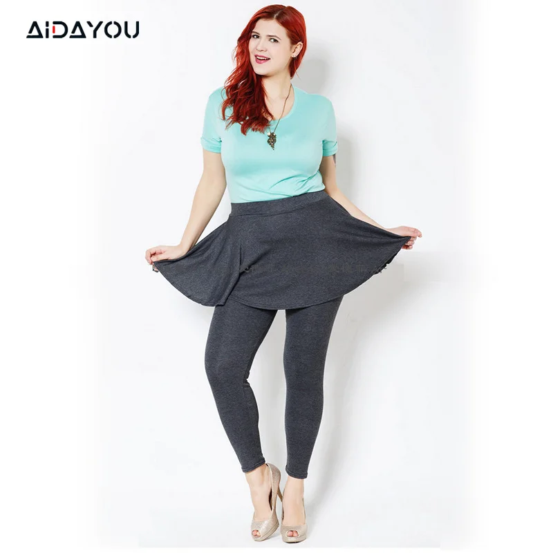 Женские ботинки размера плюс Леггинсы с юбкой хлопковый комплект одежды