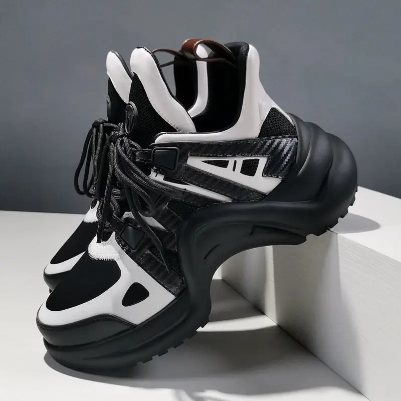 

2021 Spring New Thick Bottom Increased Leisure Sports Running Black Daddy Shoes Female Online Influencer Ins Mesh