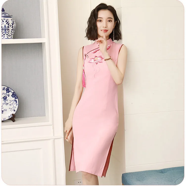 Sheng Coco дамы рами женское платье без рукавов Cheongsam платья Короткие классические без рукавов современное китайское платье Ципао белый без рукавов