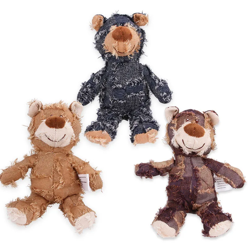 

Cute Bear Shape Pet Dog Toys Squeaking Stuffed Plush Toys For Dogs Cat Chew Squeak Toy for Small Large Dogs Play Funny Training