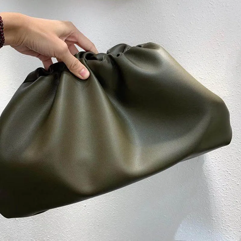 

Fashion Women Cloud Bag Top Quality Genuine Leather Design Brand Clutch Bag Soft Calfskin Ladies Large Clutch Handbag