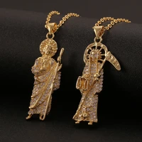 fashion jesus death pendant chain full zircon cross jesus necklace hip hop jewelry for men women chain necklace accessories