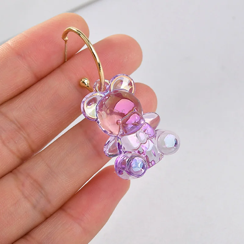

5PC DIY Transparent Acrylic Cube Lovely Bear Pendants Necklace Stud Earring Bracelet Pendants Wholesale Accessories Manual Gifts