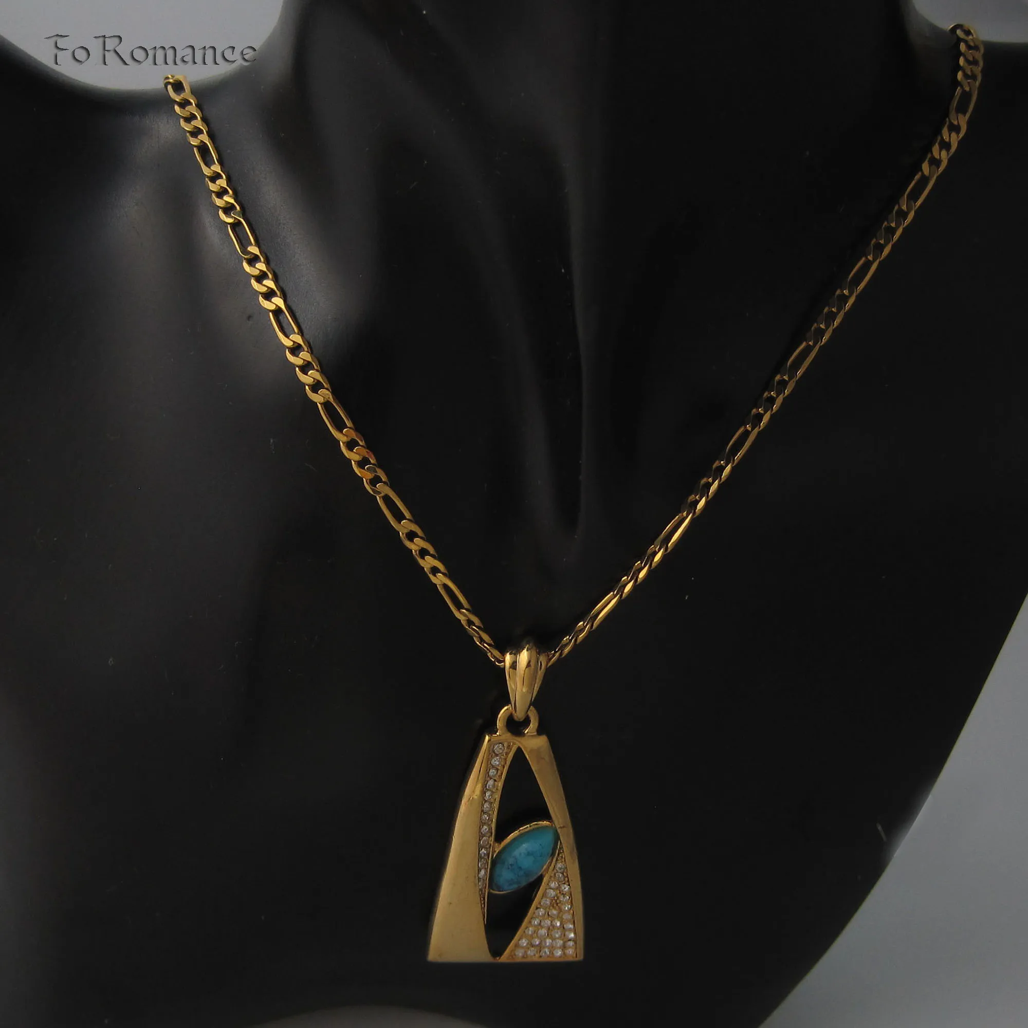 Foromans/желтое золото GP 24 &quotцепочка плетения Фигаро и форма пирамиды CZ камни