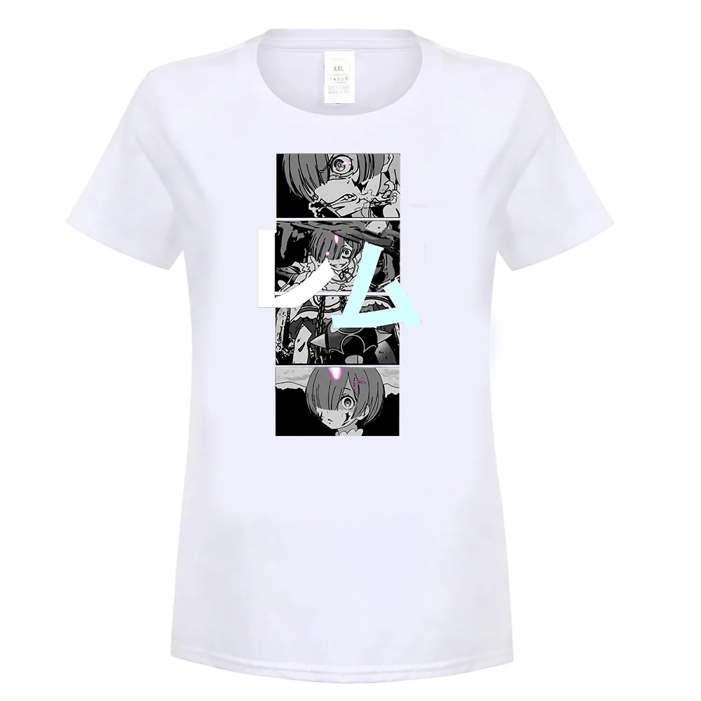 women white Legit Re Zero Rem демон они форма файтинга аниме аутентичная футболка Ts5Gwb Летний стиль повседневная одежда футболка - Цвет: women white