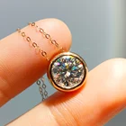 Ожерелье из розового золота с бриллиантами 2 карата, круглый кулон в форме пузырька муассанита, тест в прошлом цвете, настоящее драгоценное украшение