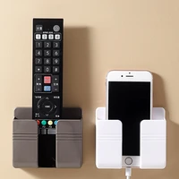 New Wall Mounted Organizer Storage Box Remote Control Mounted Mobile Phone Plug Wall Holder Charging Multifunction Holder Stand