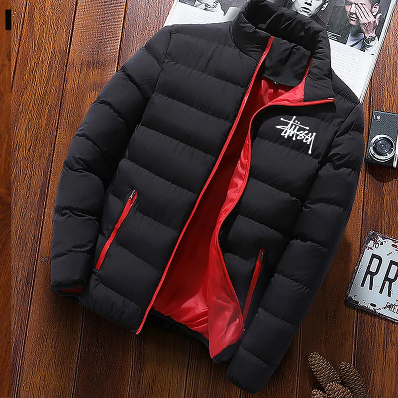 

New Winter Jacket Men 2021 Fashion Stand Collar Male Parka Jacket Mens Solid Thick Jackets and Coats Men's trendy casual Print