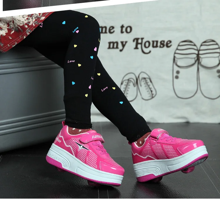 EUR 28-42 NEW Children Junior Roller Skate Shoes Kids Sneakers With Two heelies Boys Girls Wheels Shoes Adult Casual boys Shoes