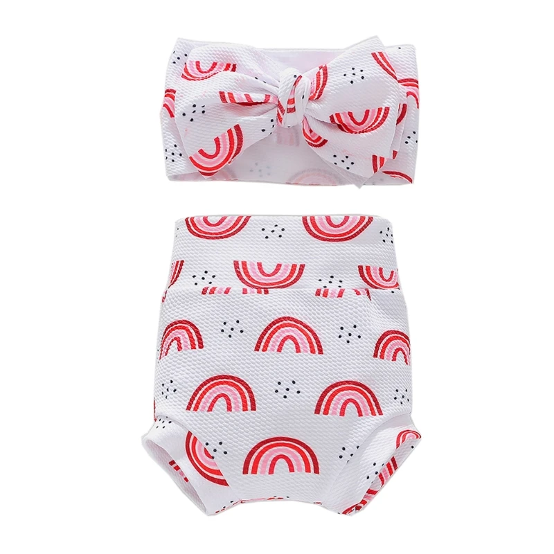 

Baby Infant Toddler Girls Shorts Floral Dots Loose Pants Underwear Boys Bloomer Princess Diaper Cover and Bowknot Headband
