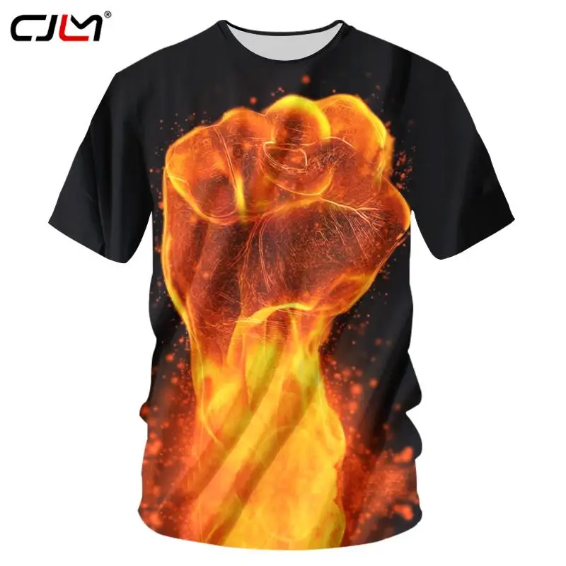 

CJLM 2020 летние топы для мужчин с забавным принтом Fire Fist 3d черные футболки обычные свободные футболки для отдыха с круглым вырезом Homme Tee Dropship 7XL